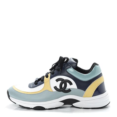 chanel sneakers blue and yellow|Chanel sneakers cost.